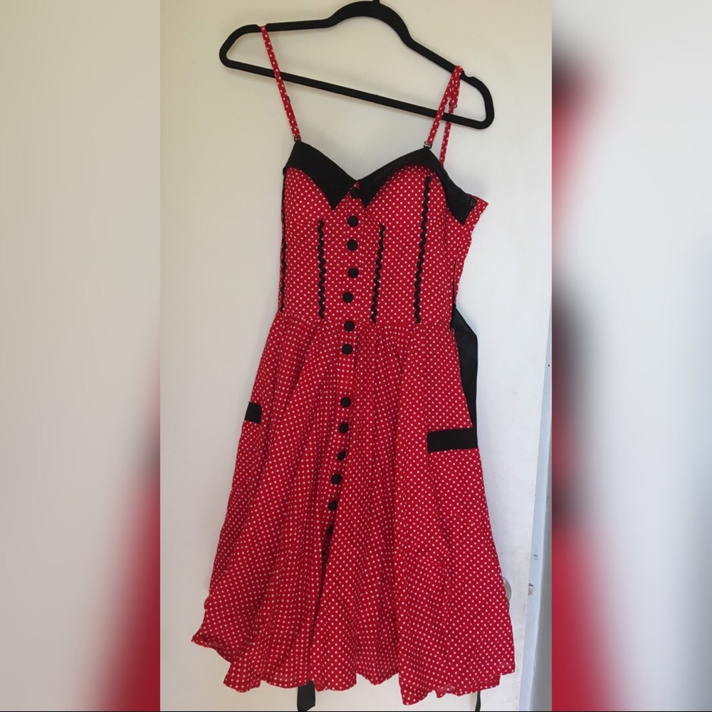 Hell bunny vixen red polka dot dress